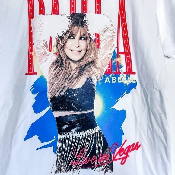 Paula Abdul Live in Las Vegas 100% Cotton White Shirt with Print size Small‎ - Picture 3 of 4